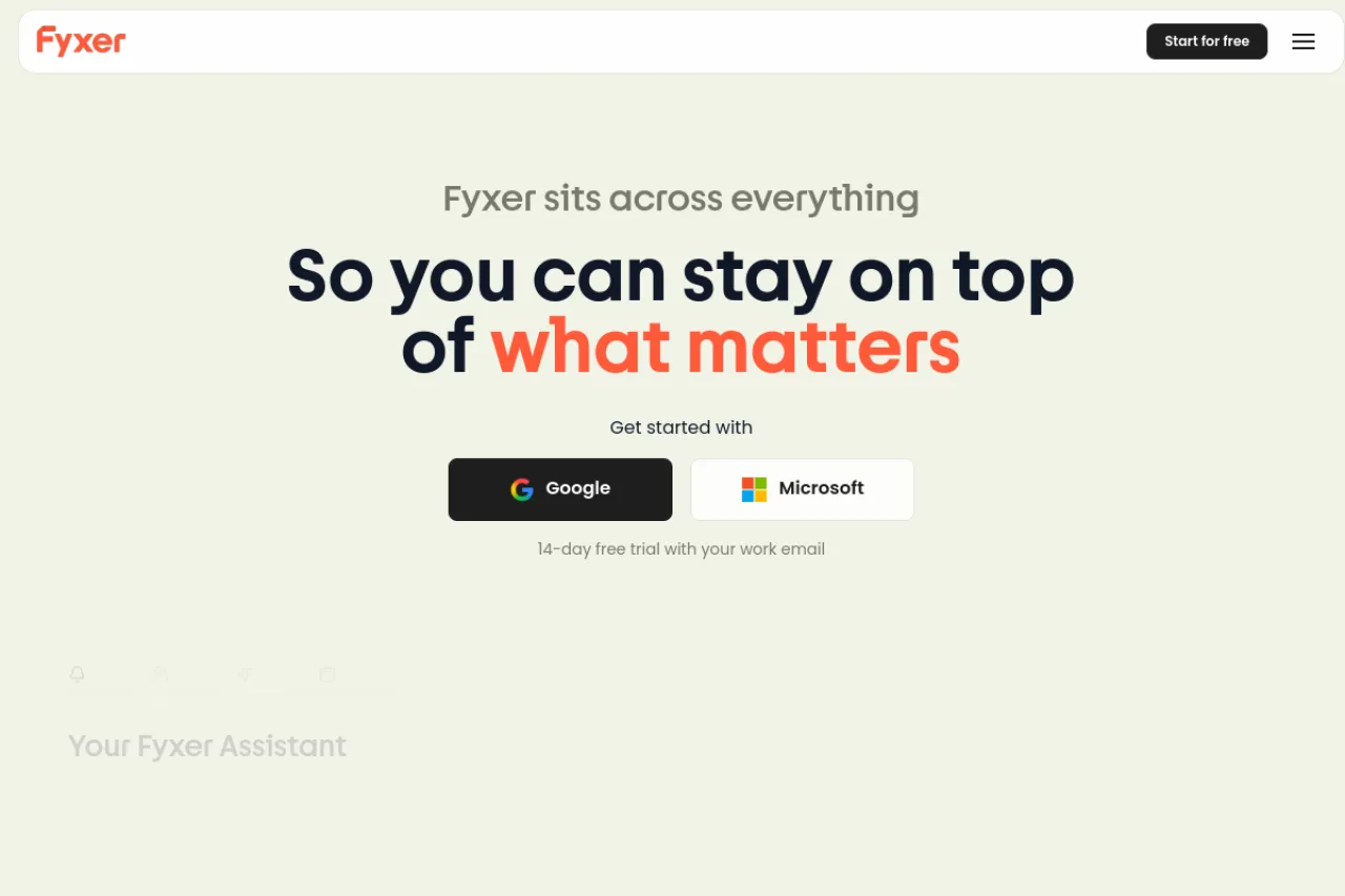 Fyxer homepage screenshot