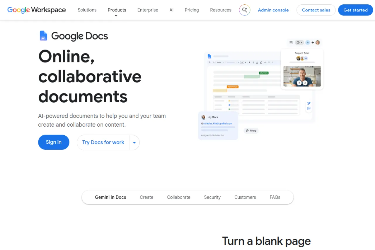 Google Docs page screenshot