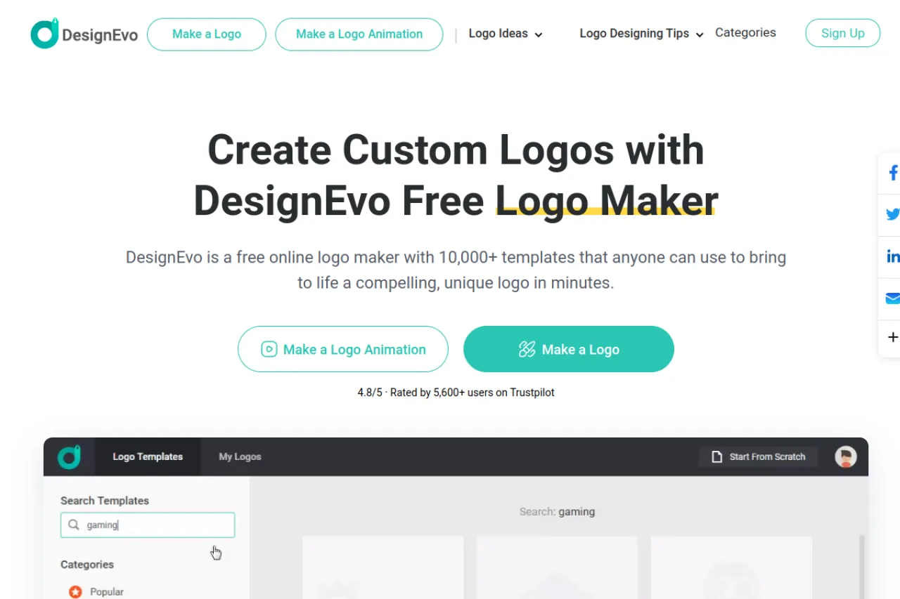 DesignEvo homepage screenshot