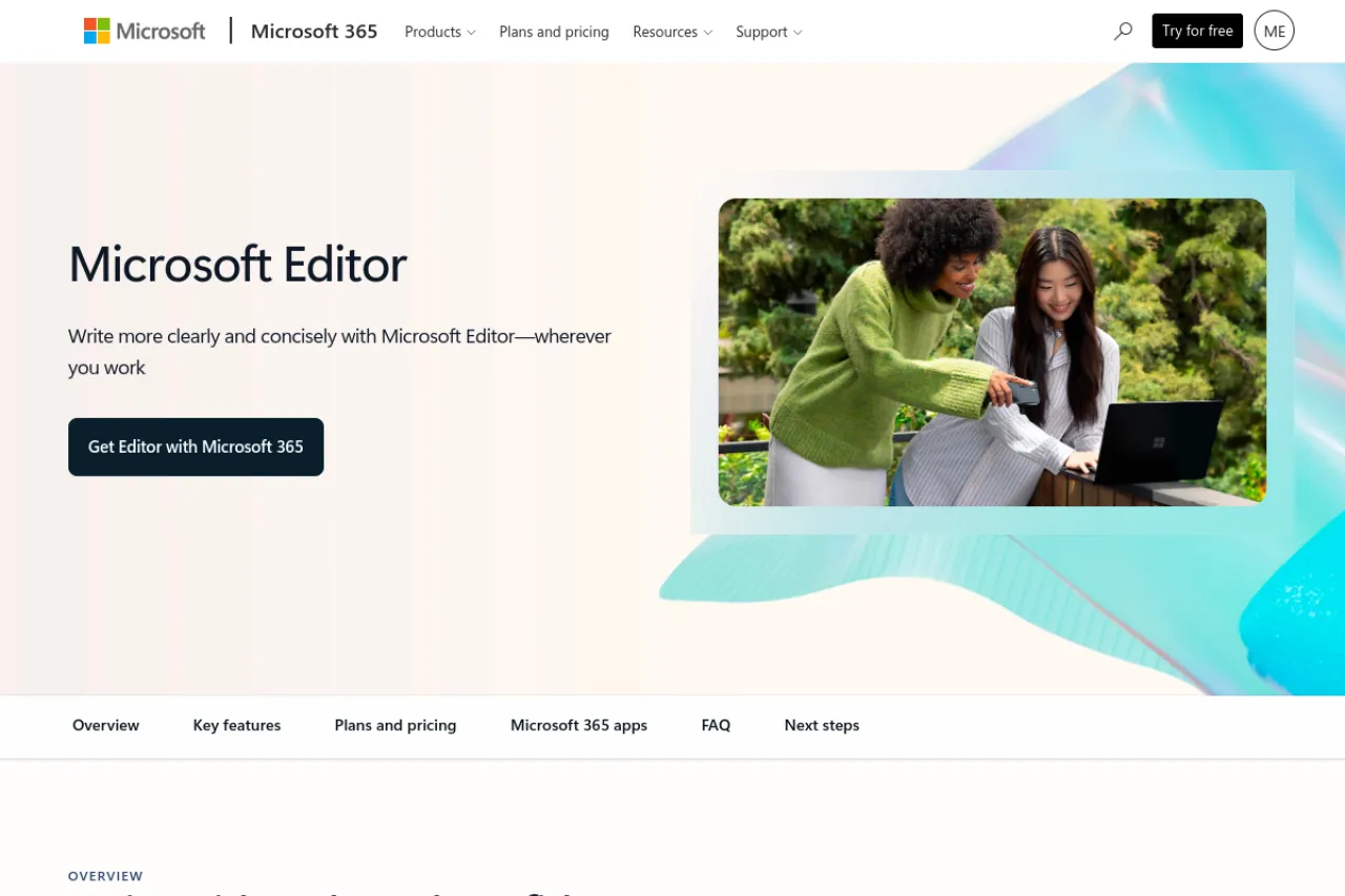Microsoft Editor page screenshot