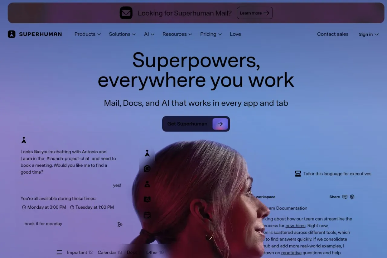 Superhuman homepage screenshot
