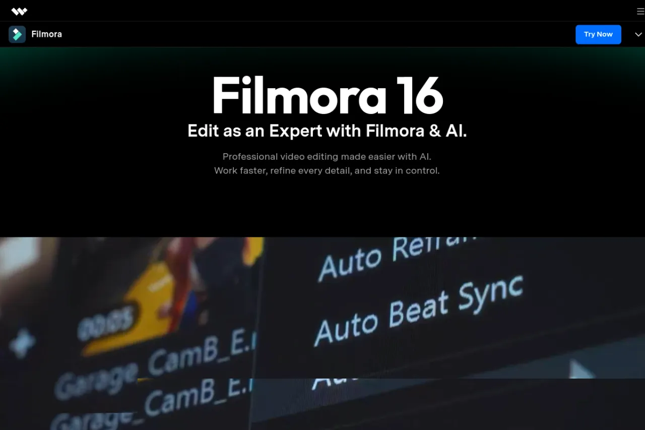 Filmora homepage screenshot