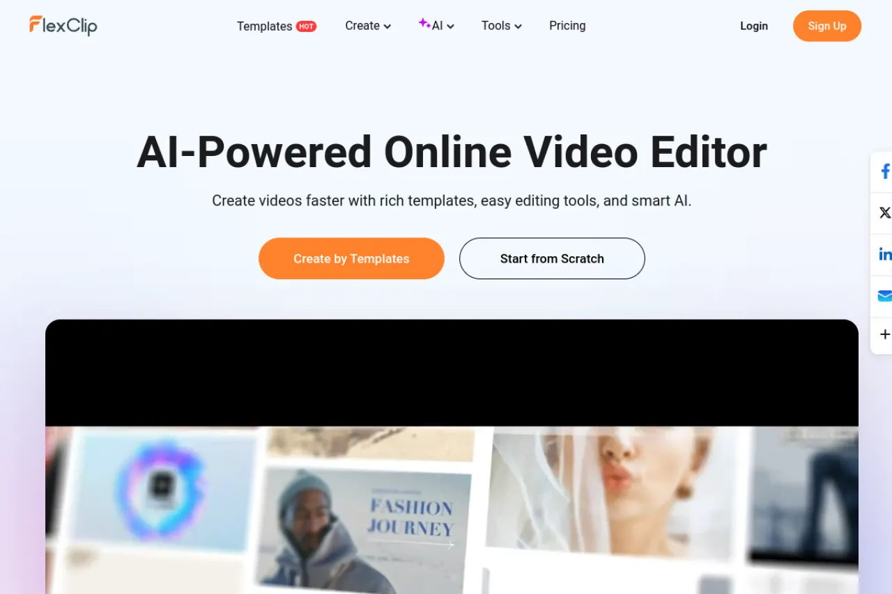 FlexClip homepage screenshot