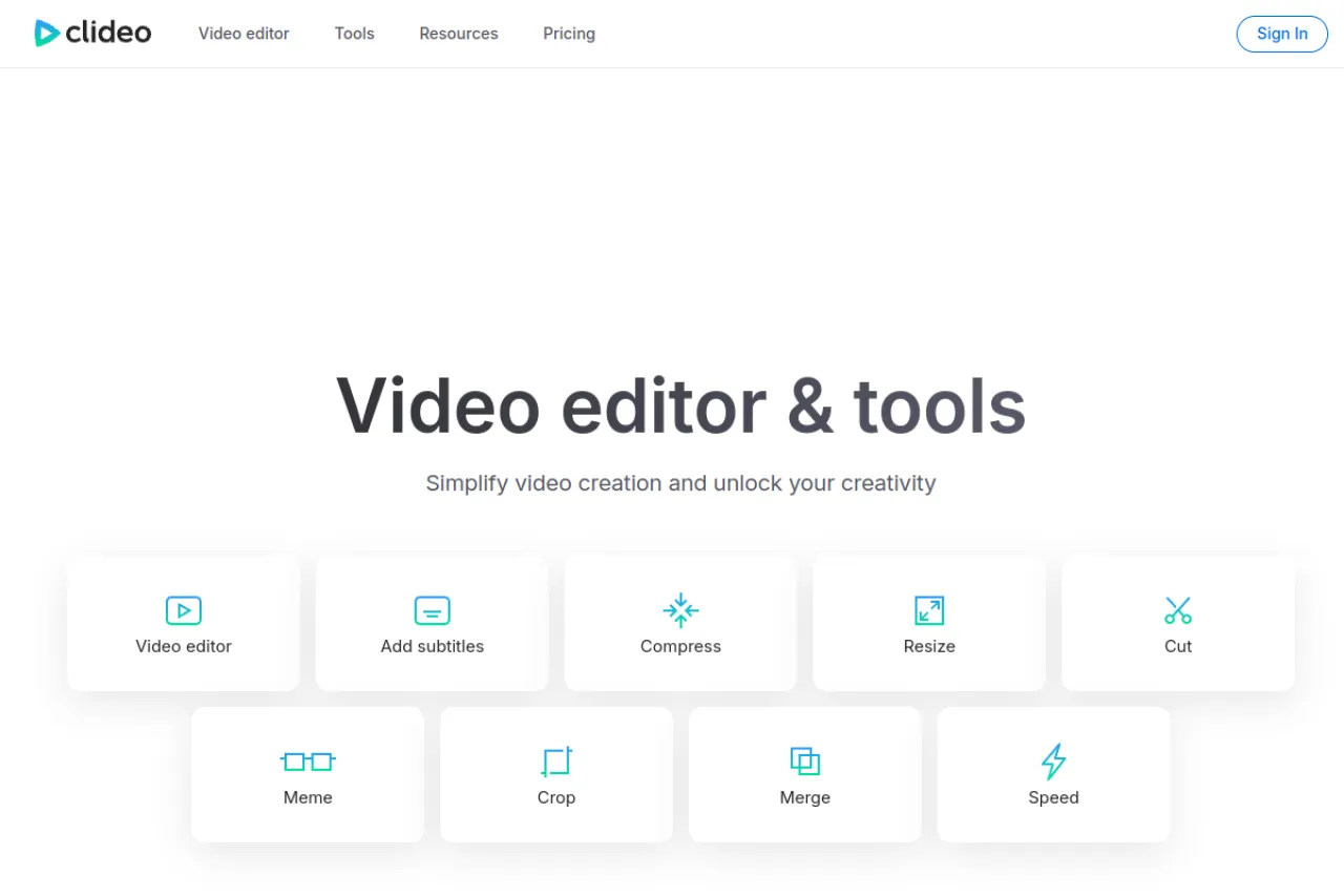 Clideo homepage screenshot