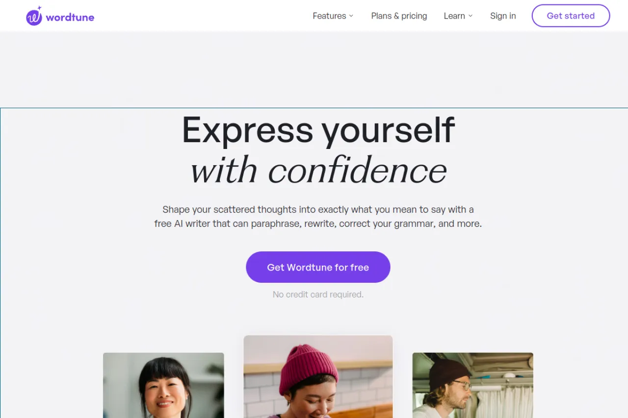 Wordtune homepage screenshot