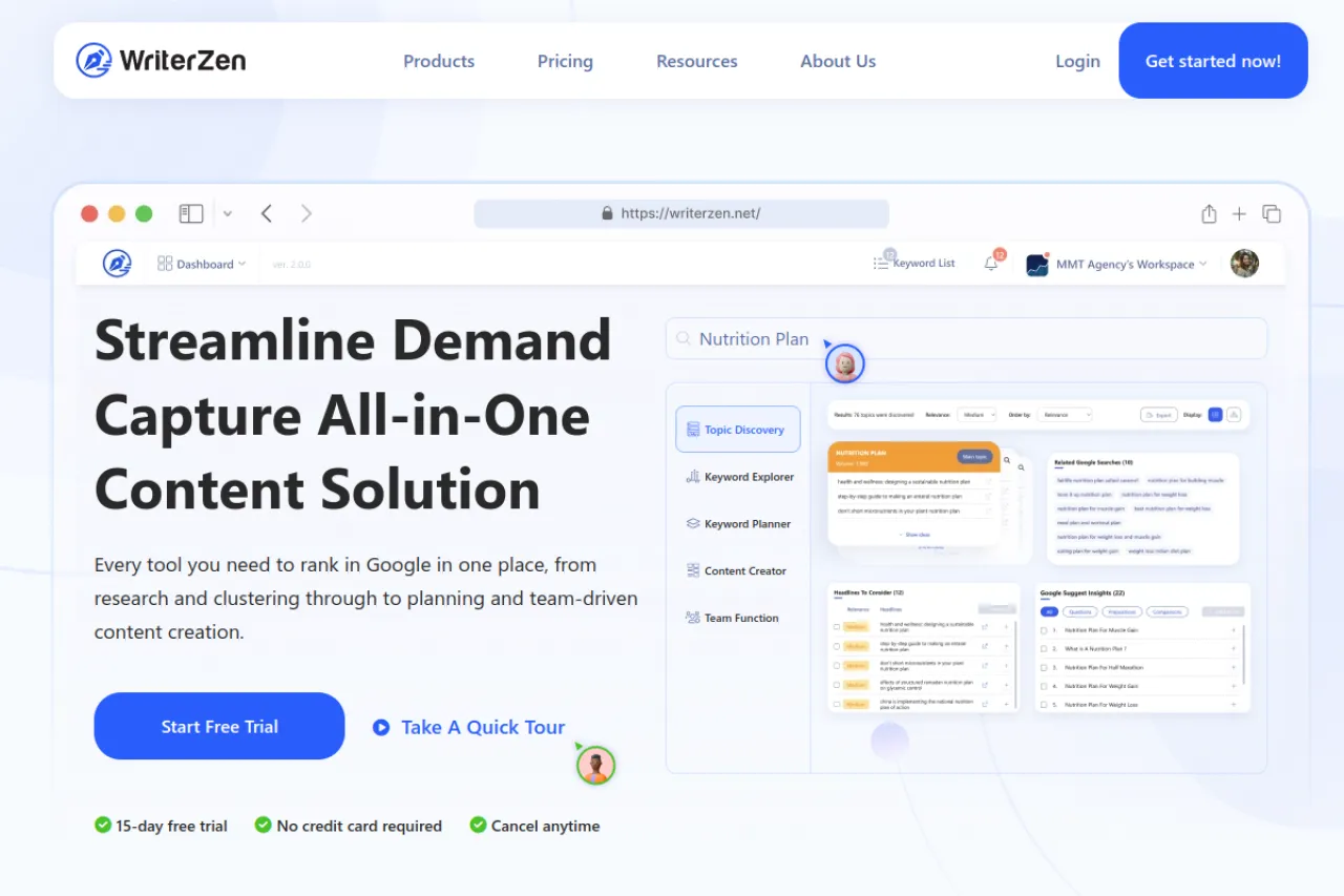 WriterZen homepage screenshot